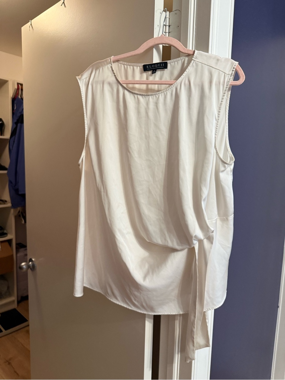 Eloquii Cream Sleeveless Side-Tie Top